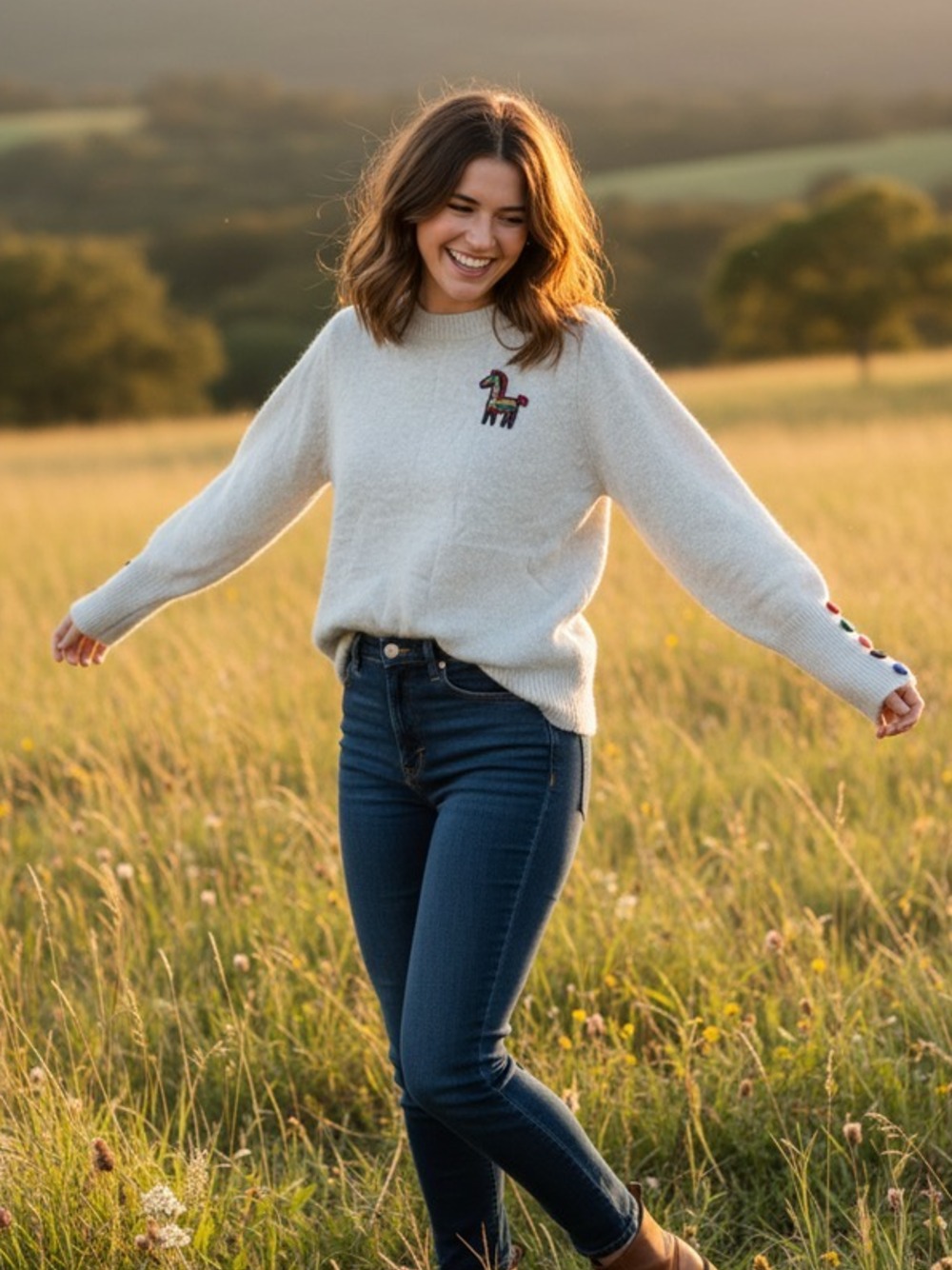 MAGLIONCINO CREMA CON LAMA COLORATO