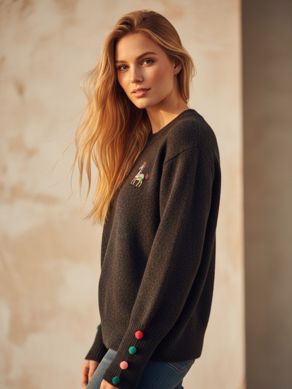 MAGLIONCINO NERO  CON LAMA COLORATO 