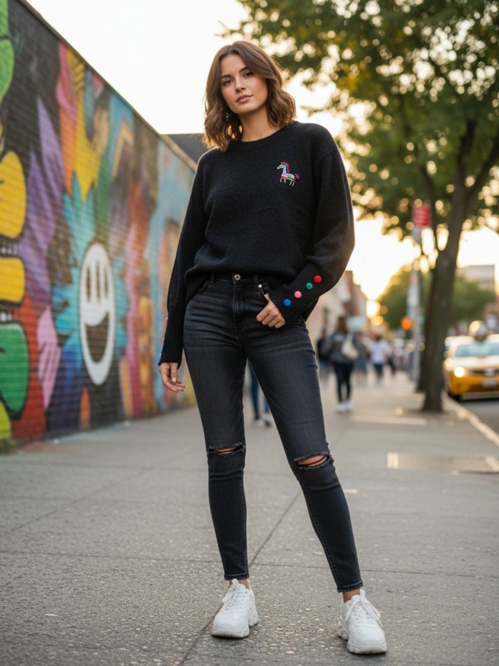 MAGLIONCINO NERO  CON LAMA COLORATO 