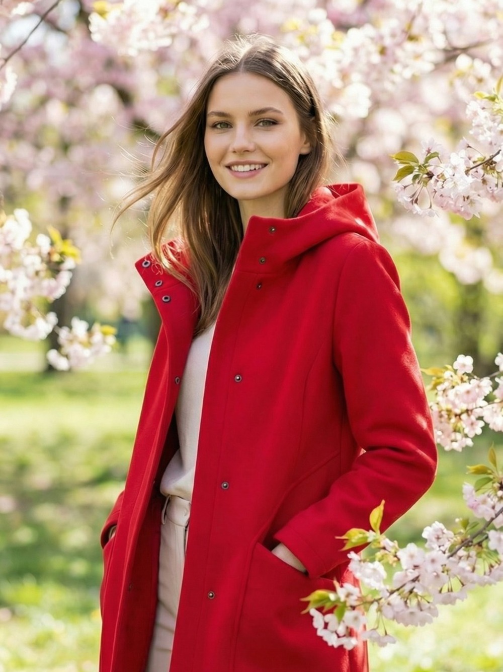 PARKA CON CAPPUCCIO  ROSSO 