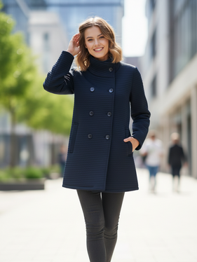 Cappottino collo in piedi  blu 