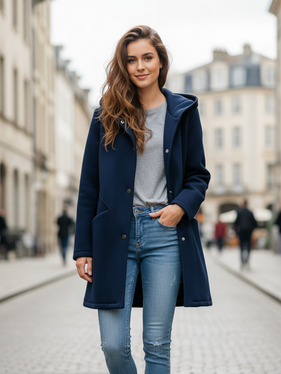 Parka con cappuccio  blu 