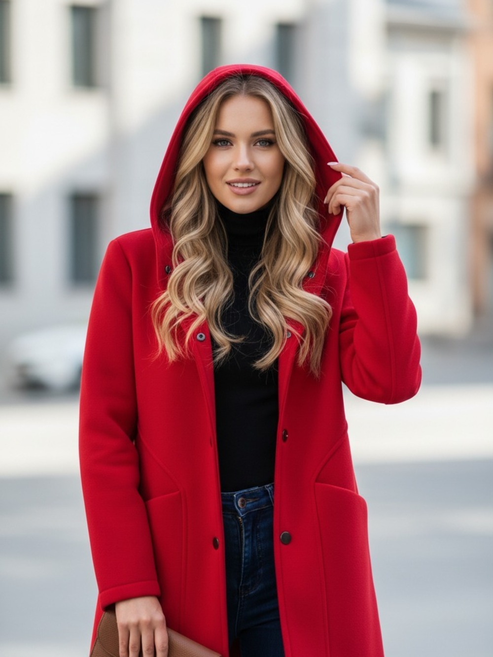 PARKA CON CAPPUCCIO  ROSSO 